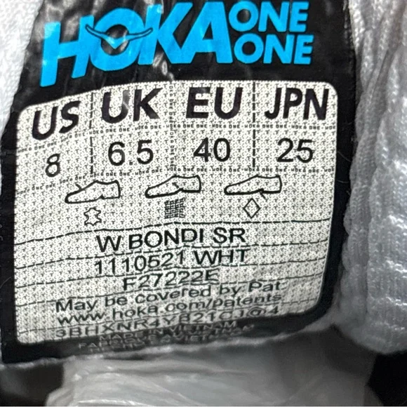 Hoka One One Bondi SR White Women’s Size 8 1129351 WHT Slip Resistant - Picture 11 of 12